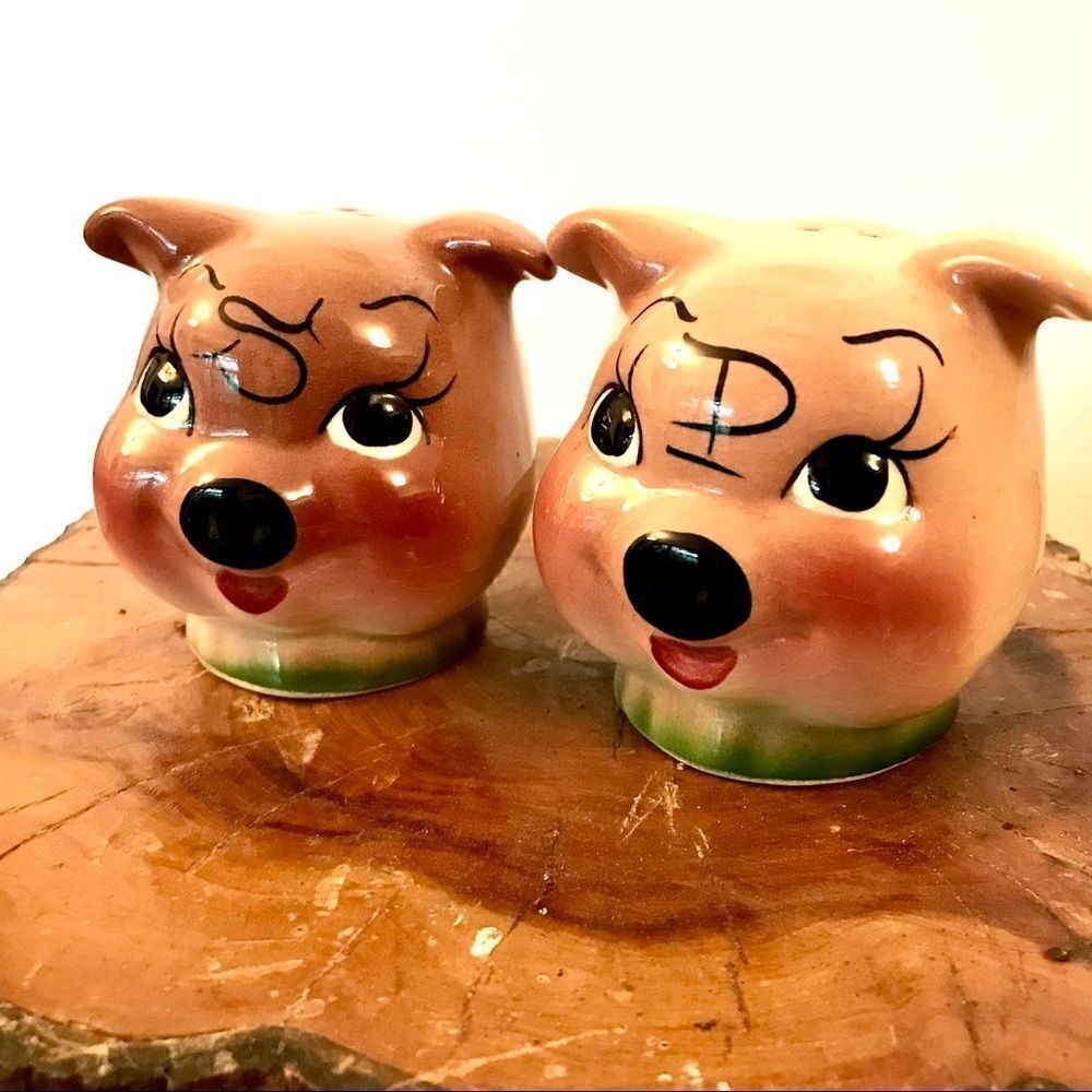 VINTAGE Piggy Salt & Pepper Shakers